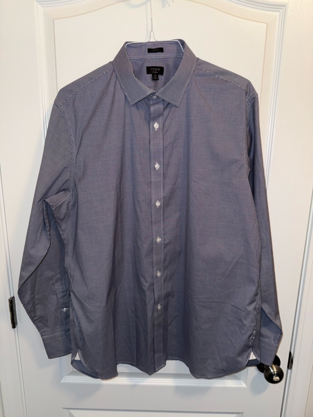 J. Crew Men's Blue Micro-Check Dress Shirt